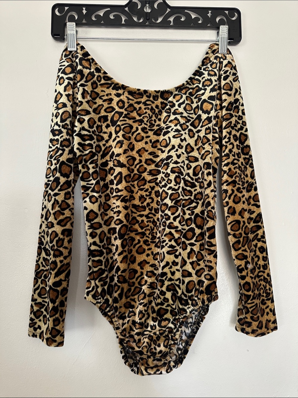 Prince Leopard Print Long Sleeve Bodysuit in Tan, Black and Cream
